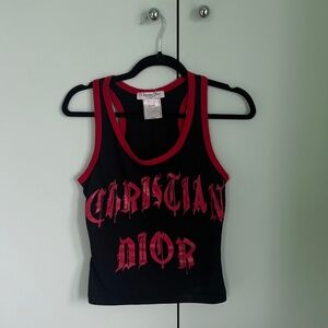 Vintage Dior black and red gothic tank
